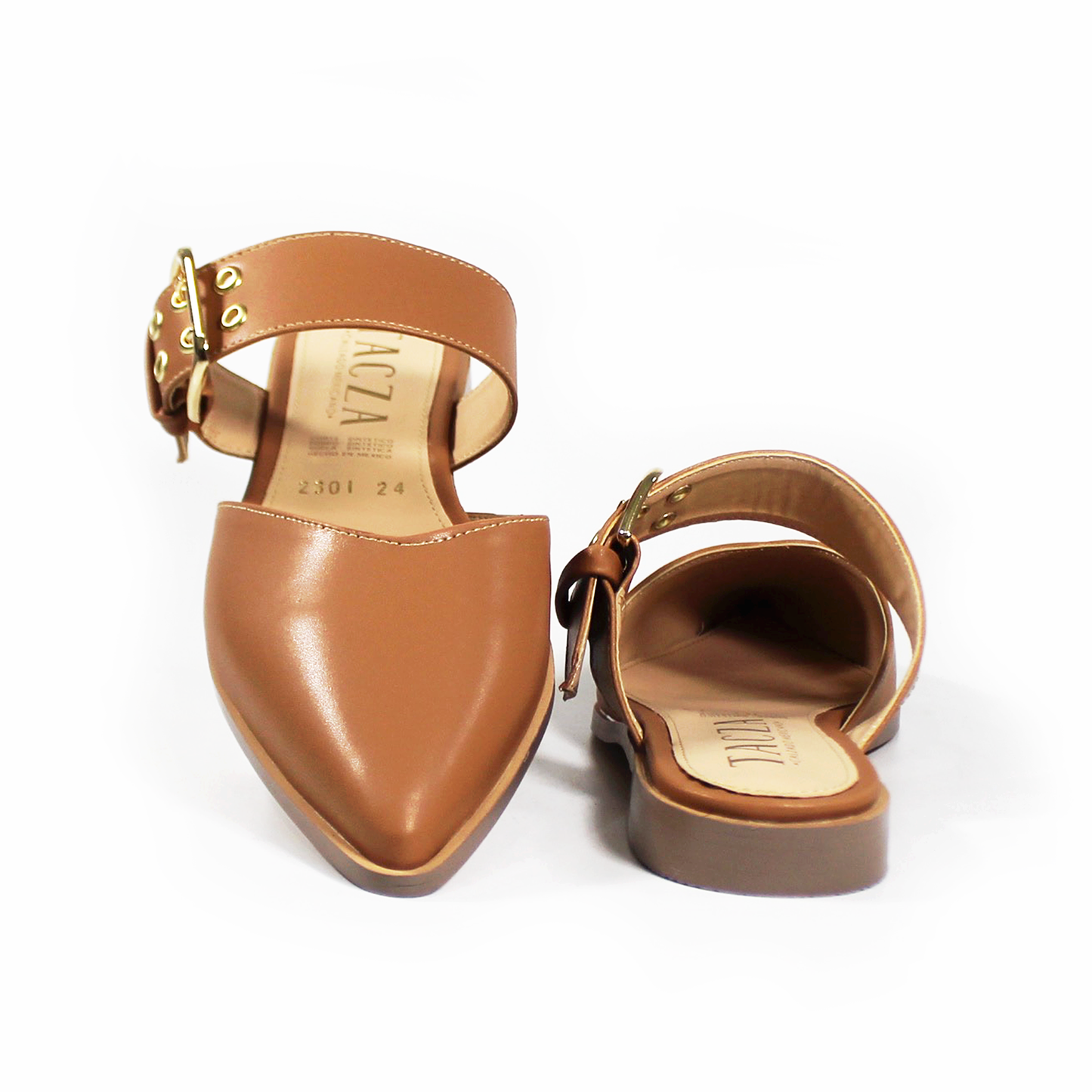 Mule Puntal Camel con Cinto en Empeine de Dama TACZA
