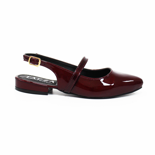 Flat Slingback Destalonada Vino Charol TACZA