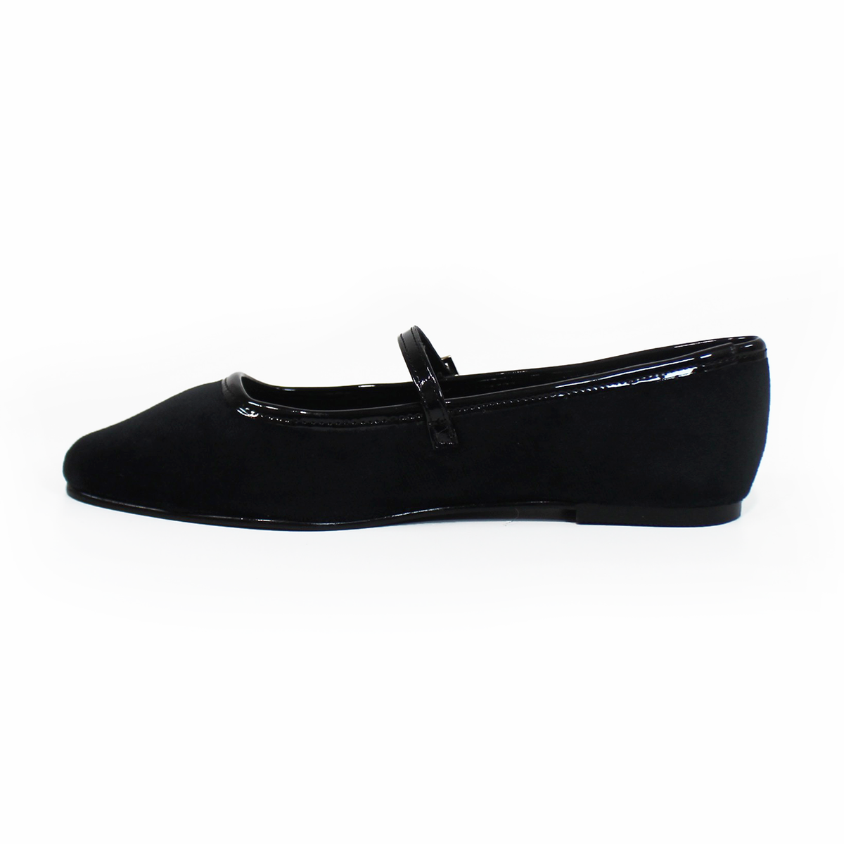 Flat Mary Jane de Piel Terciopelo Negro STEFANIA