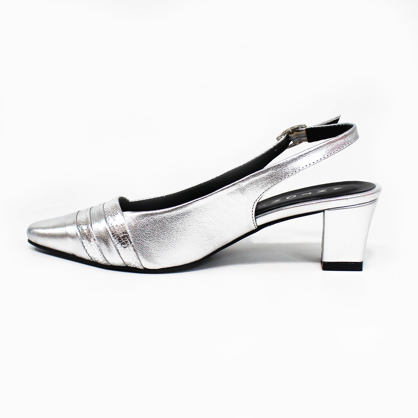 Zapatilla Puntal Slingback de Piel Plateada de Dama ANTONIE