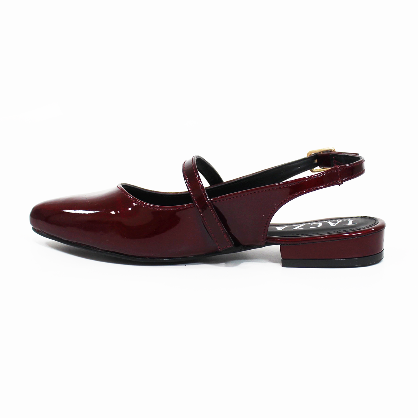 Flat Slingback Destalonada Vino Charol TACZA