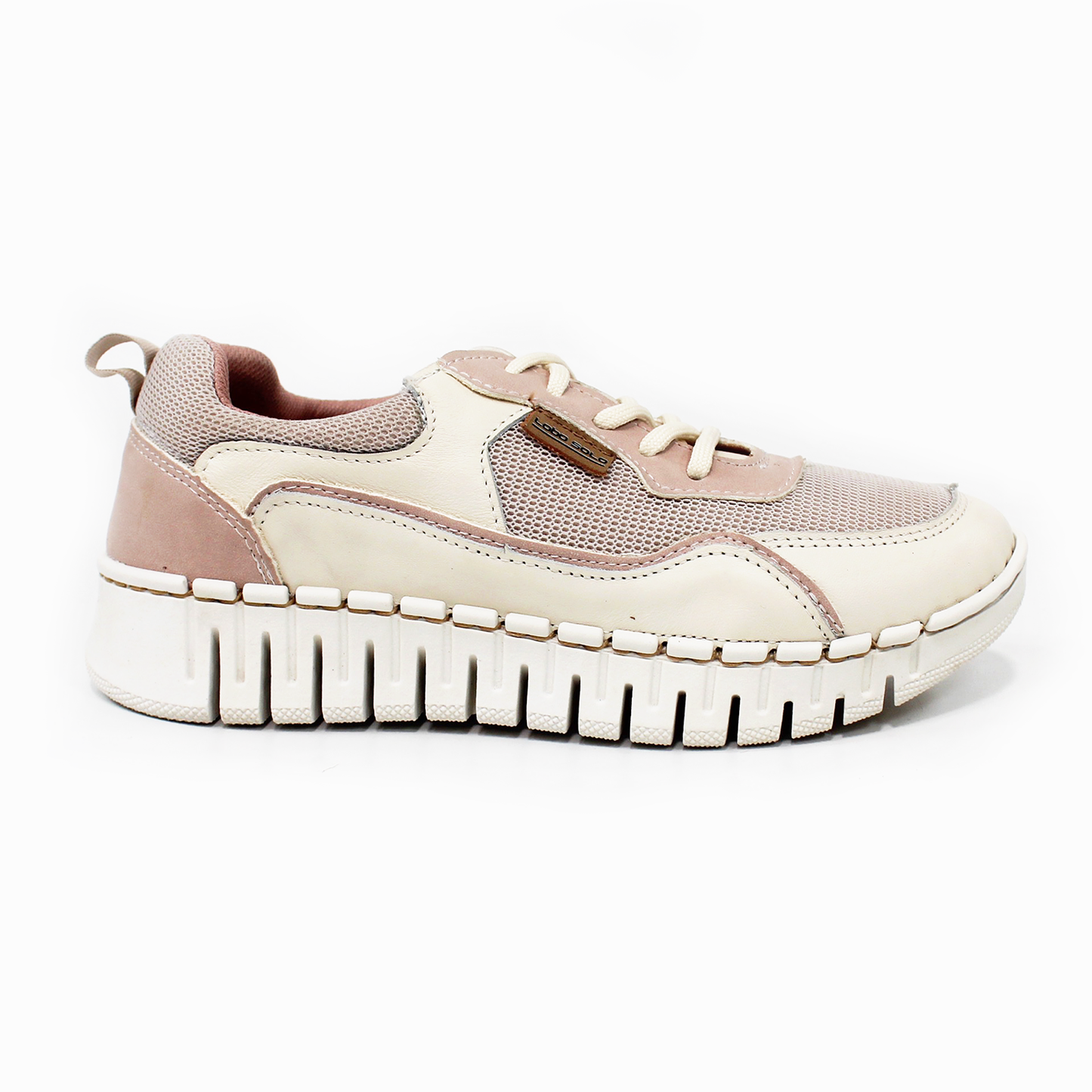 Tenis Sneaker LOBO SOLO Confort de Piel Beige Combinado de Dama