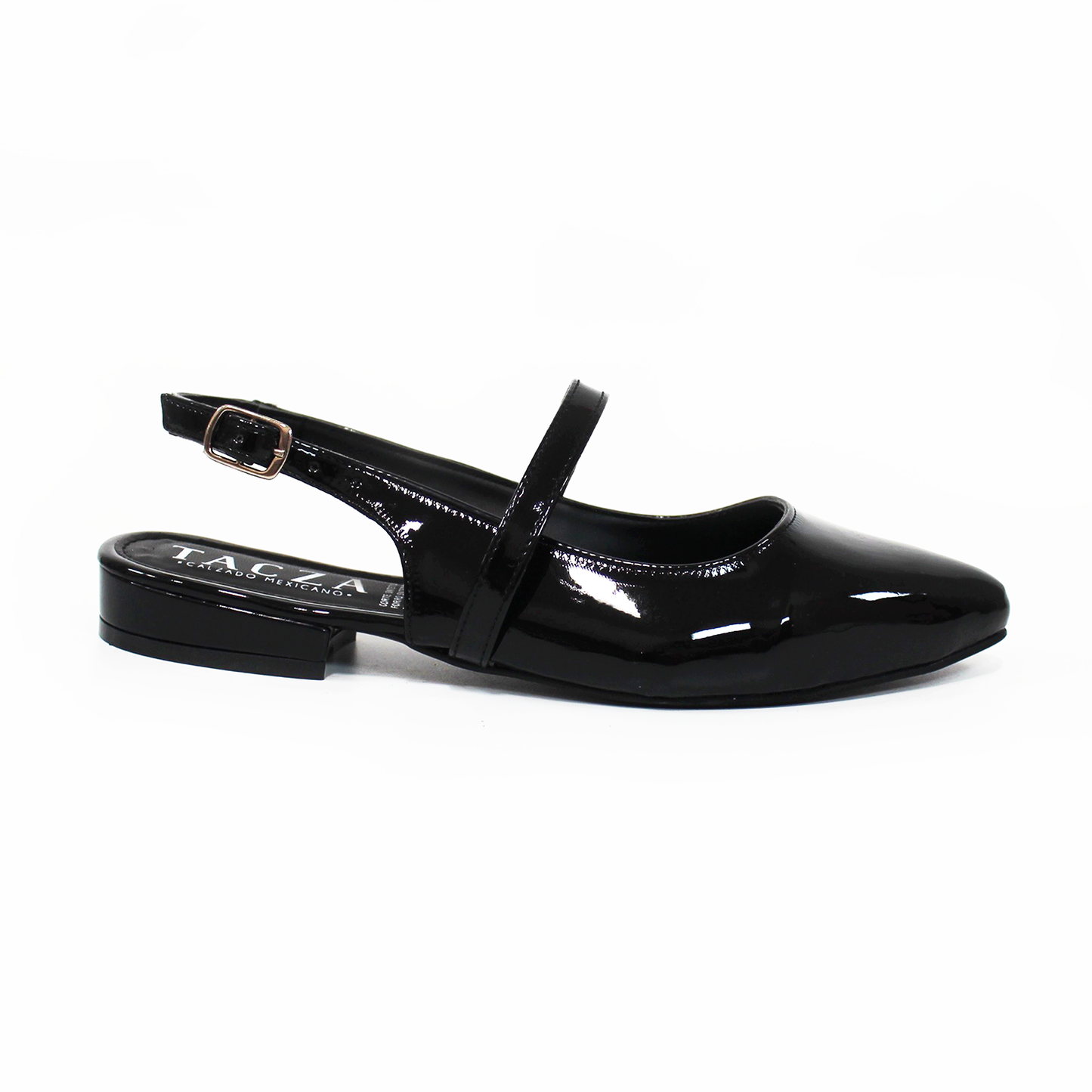 Flat Slingback Destalonada Negro Charol TACZA