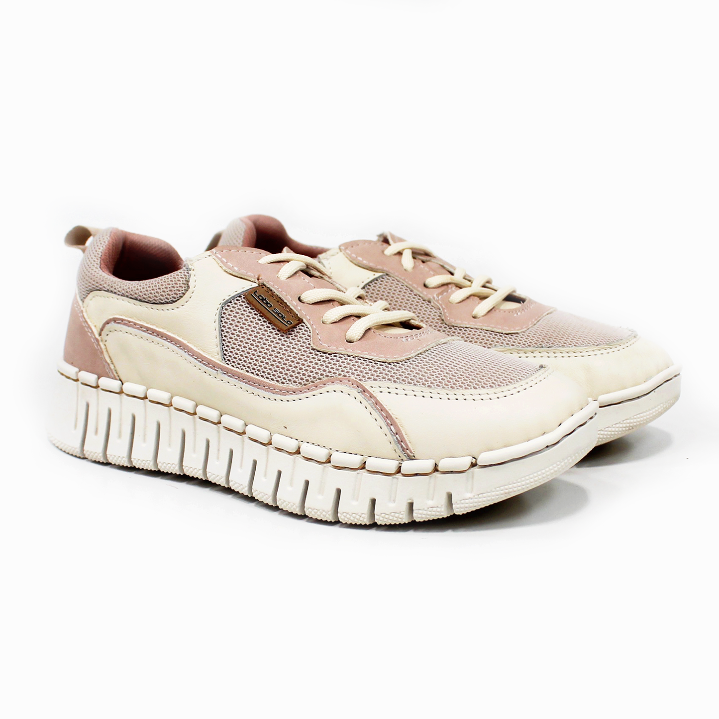 Tenis Sneaker LOBO SOLO Confort de Piel Beige Combinado de Dama