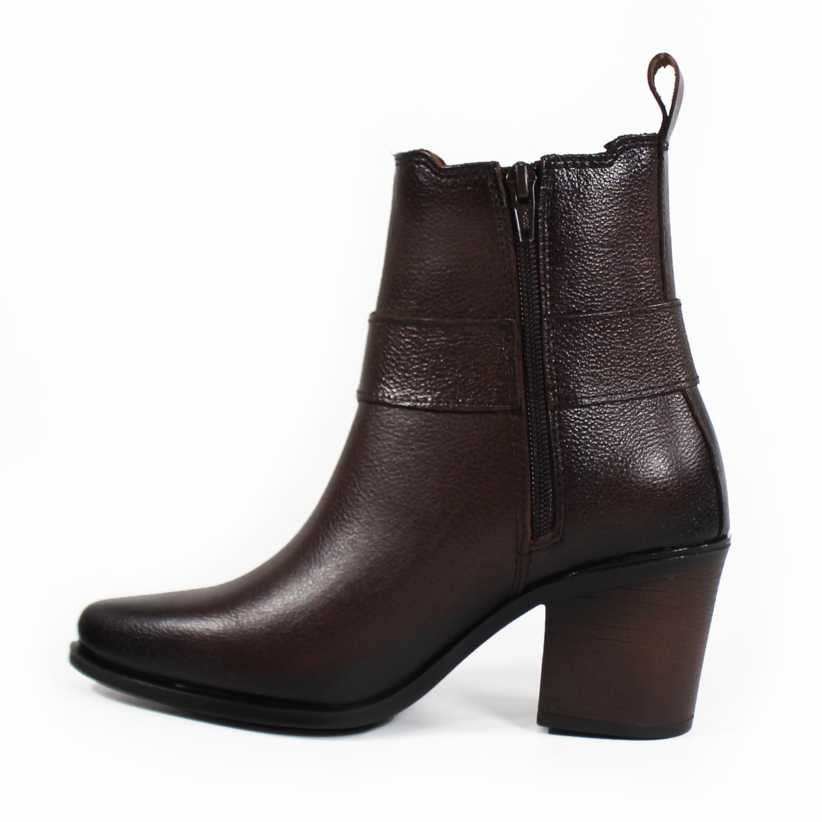 Botin Vaquero de Tacón Café de Piel de Dama VERDE TABACO