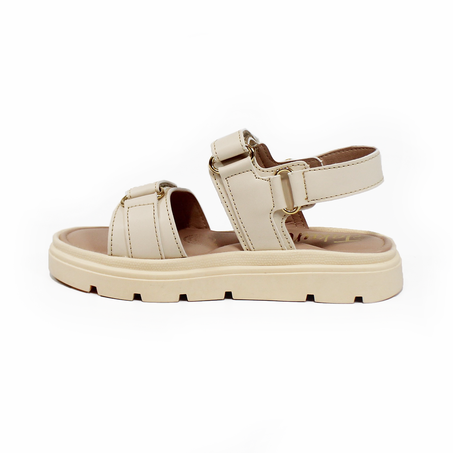 Sandalia de Niña Plataforma con Velcros color Mantequilla JAKUNA