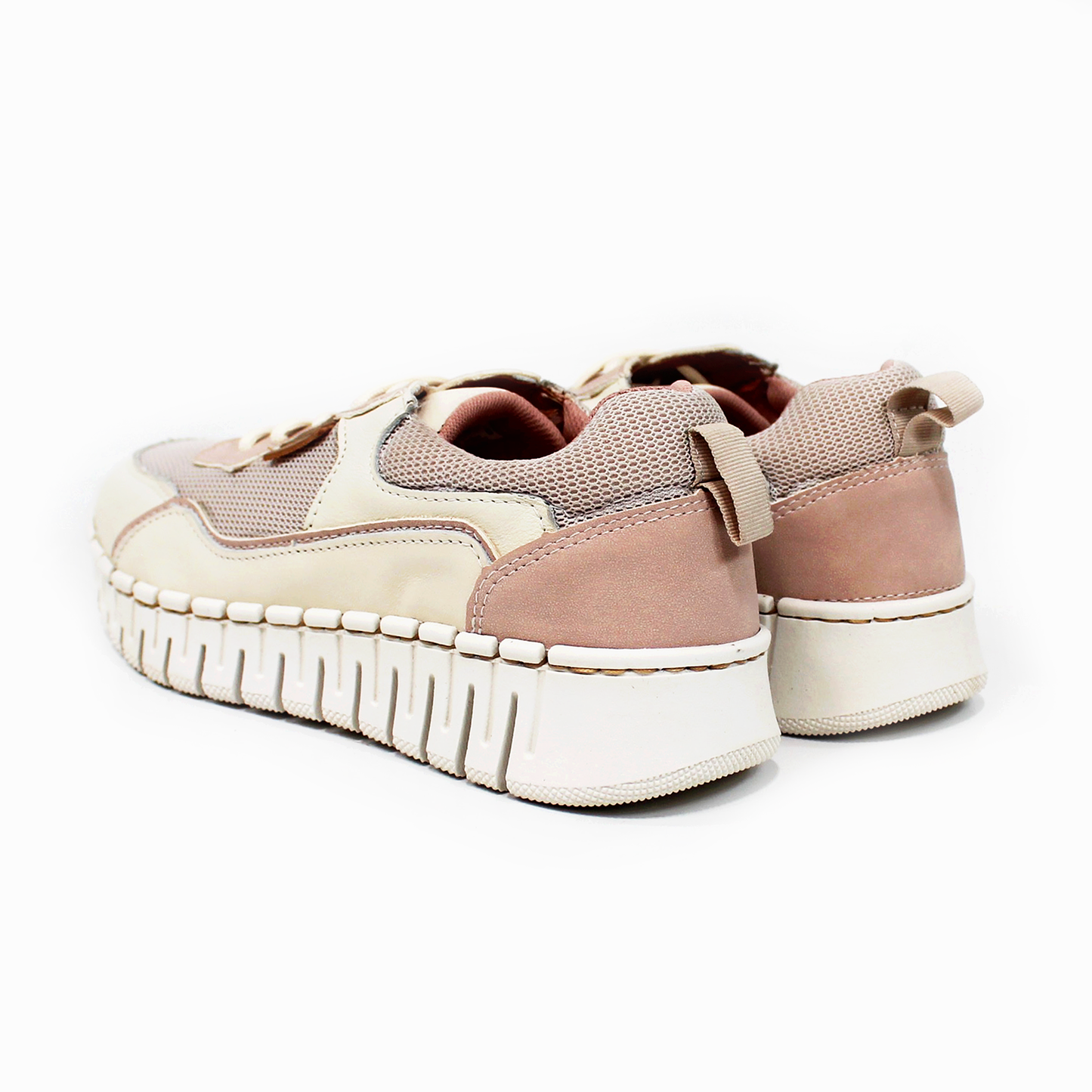 Tenis Sneaker LOBO SOLO Confort de Piel Beige Combinado de Dama