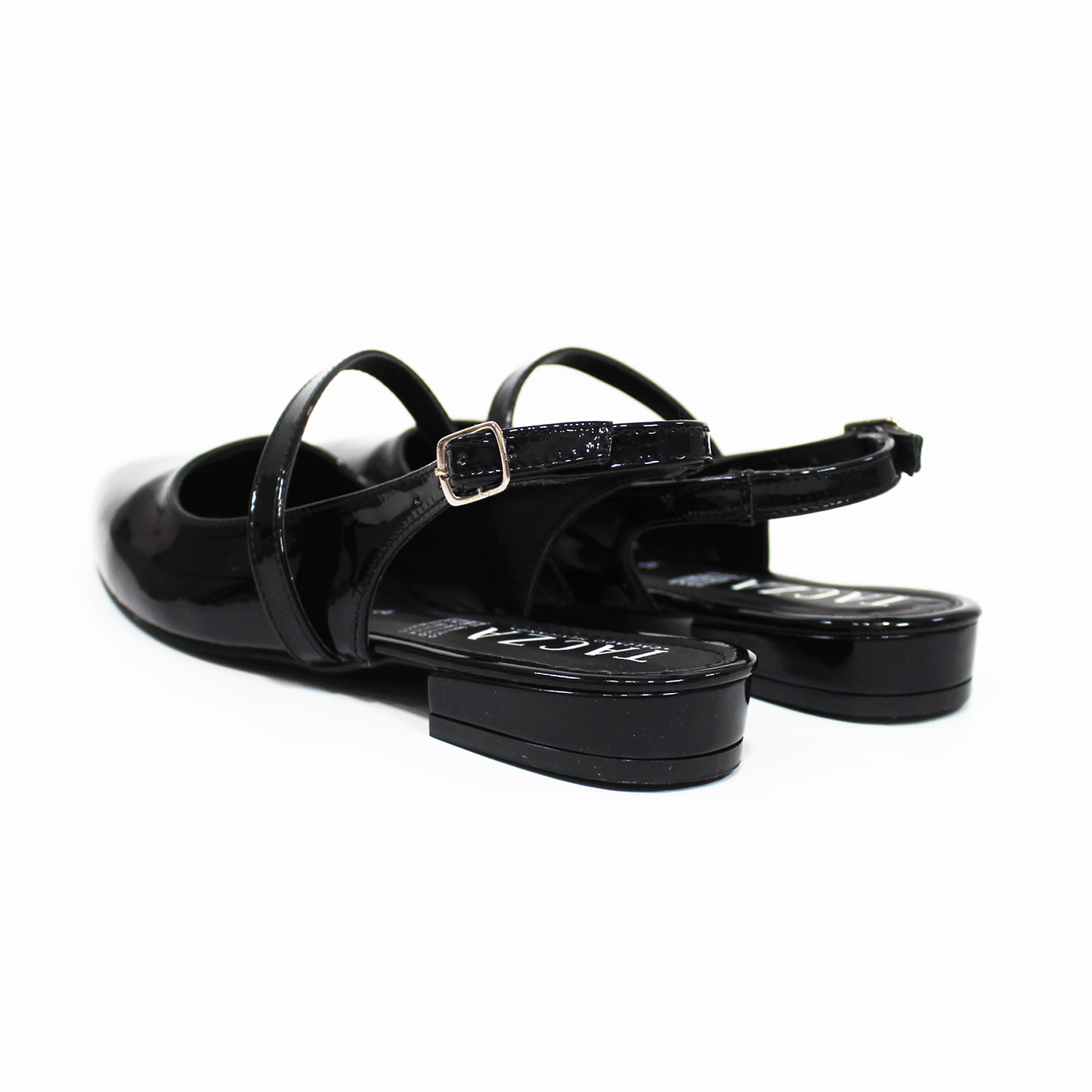 Flat Slingback Destalonada Negro Charol TACZA