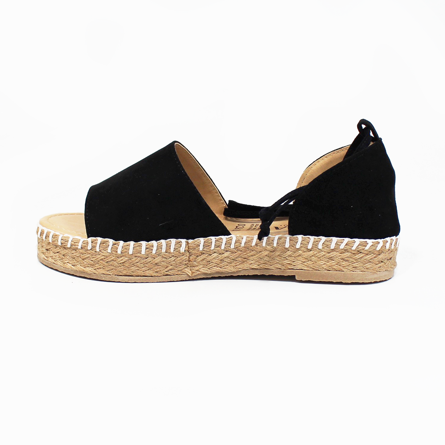 Alpargata de Plataforma Negra con Lazos y Punta Abierta de Dama TACZA