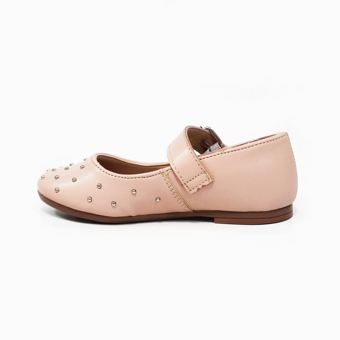 Balerina Flat de Niña Nude con Perlitas Plata JAKUNA