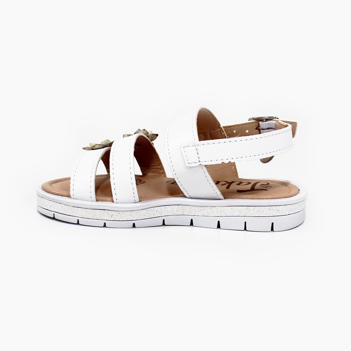 Sandalia de Niña con Flores Blanco JAKUNA