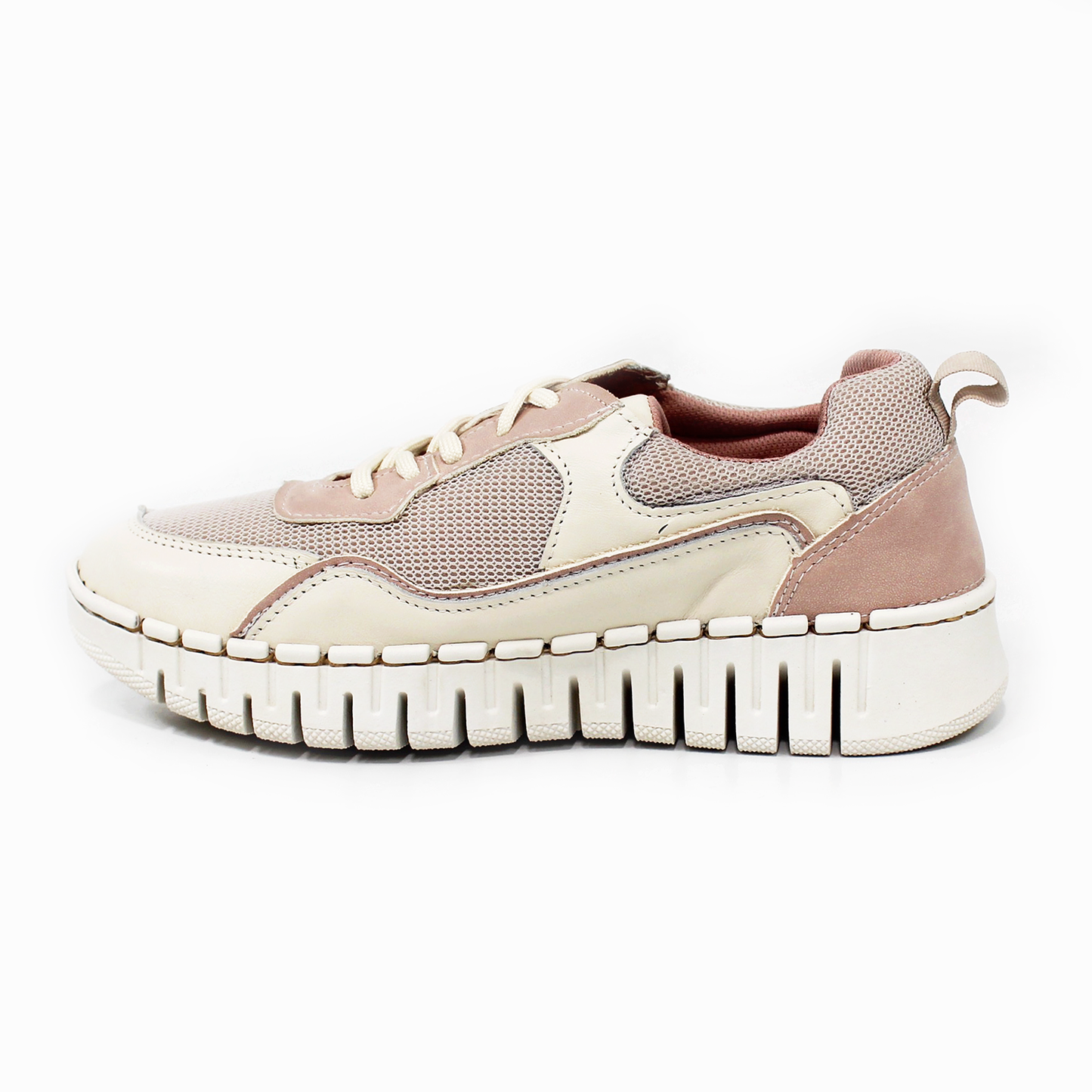 Tenis Sneaker LOBO SOLO Confort de Piel Beige Combinado de Dama