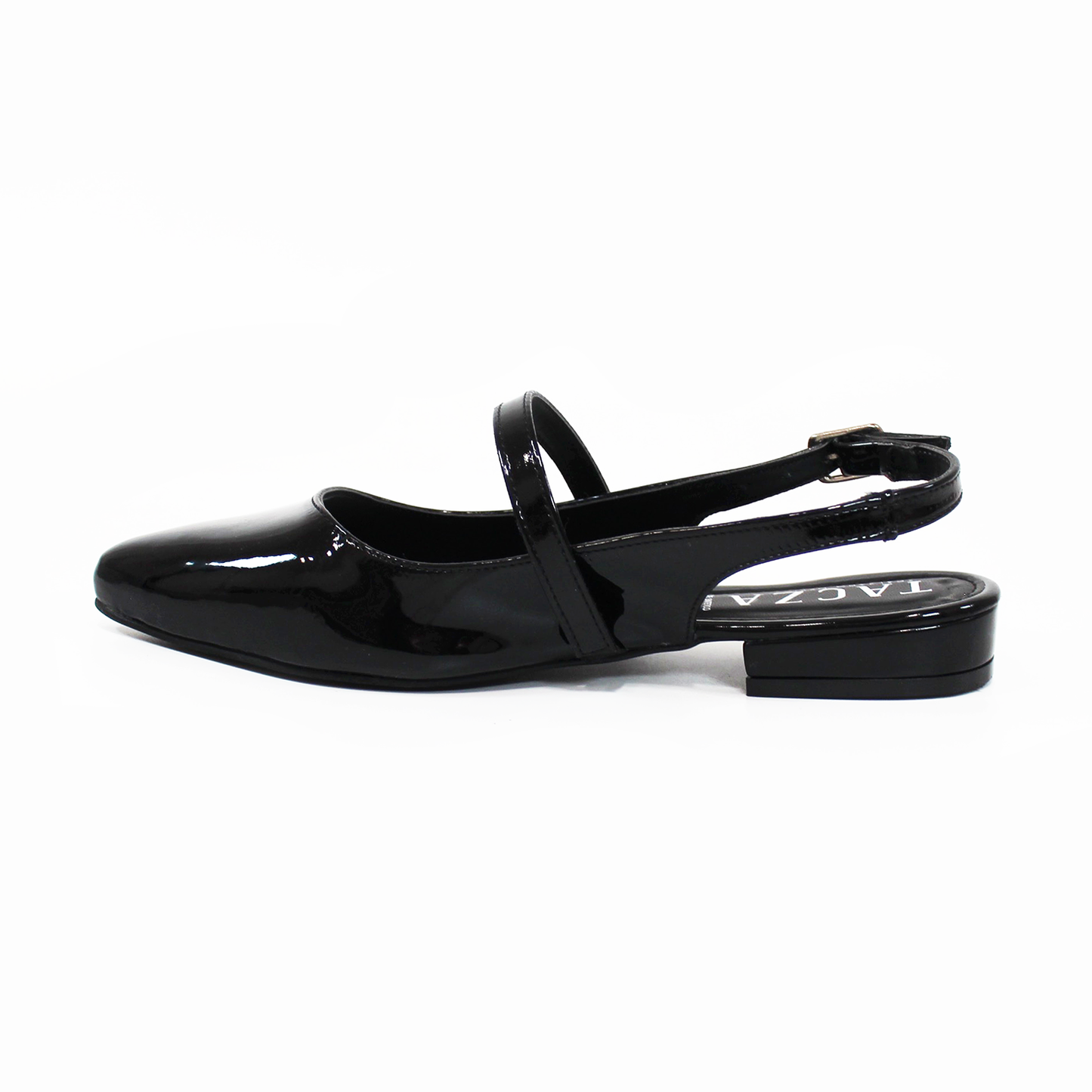 Flat Slingback Destalonada Negro Charol TACZA