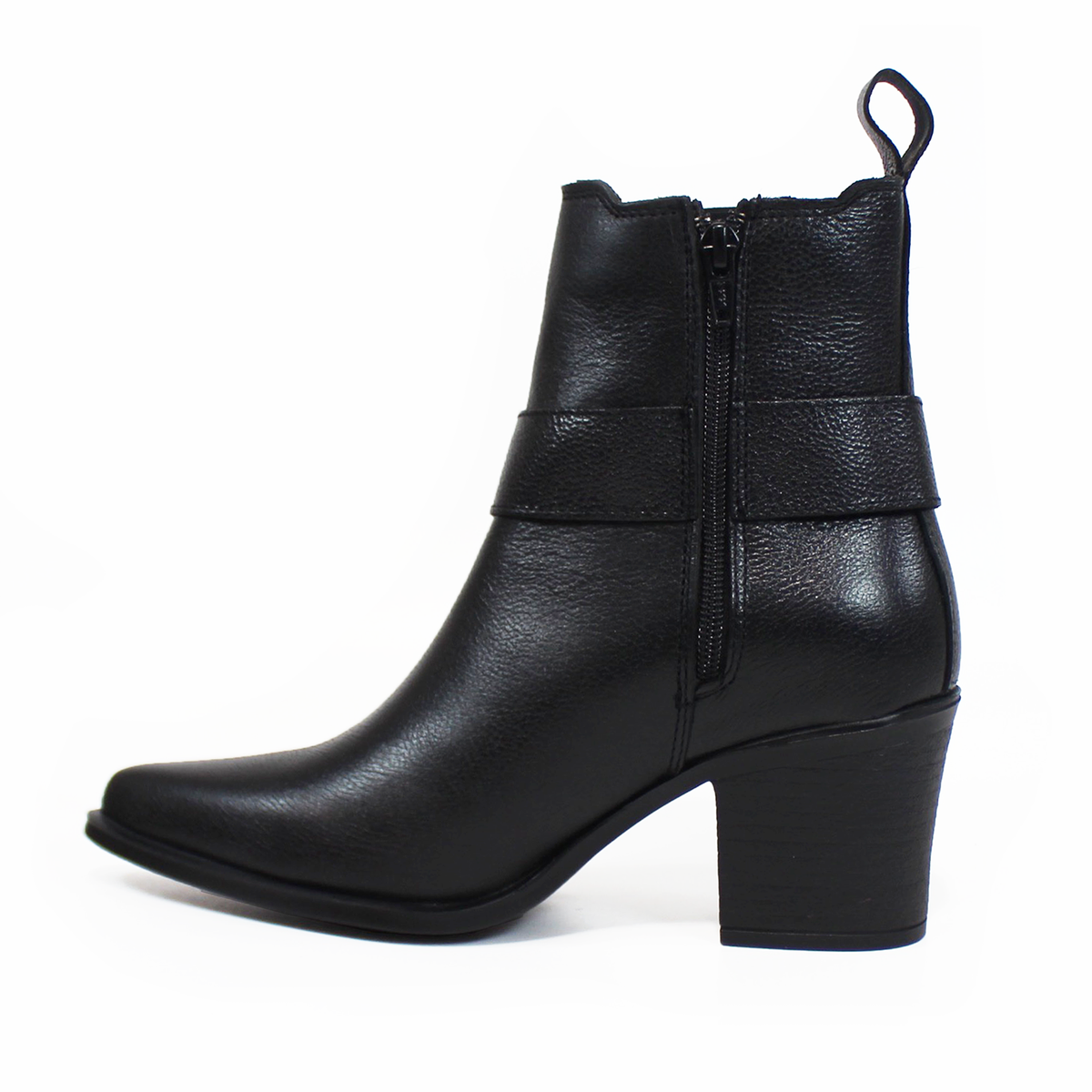 Botin Vaquero de Tacón Negro de Piel de Dama VERDE TABACO