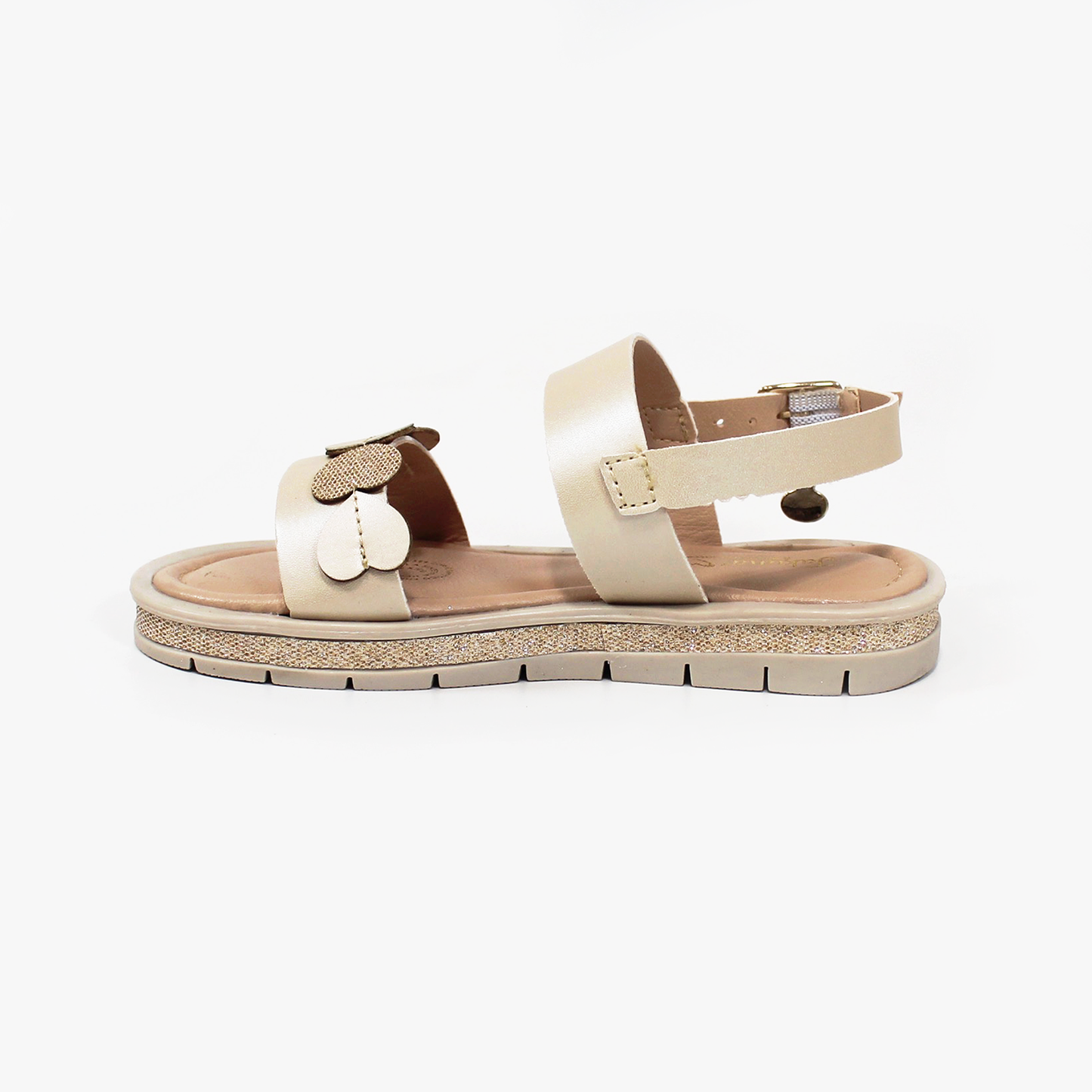 Sandalia de Niña con Corazones Nacar JAKUNA