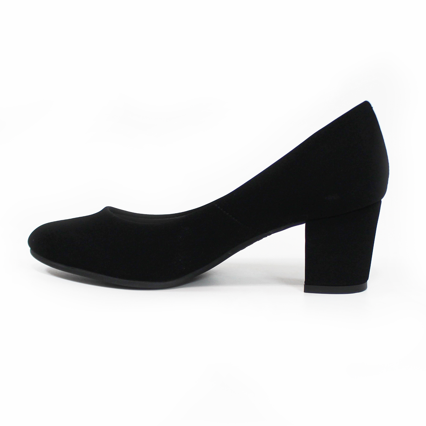 Zapatilla Negro Ante Tacón Cuadrado Punta Redonda con Memory Foam G.LOREN