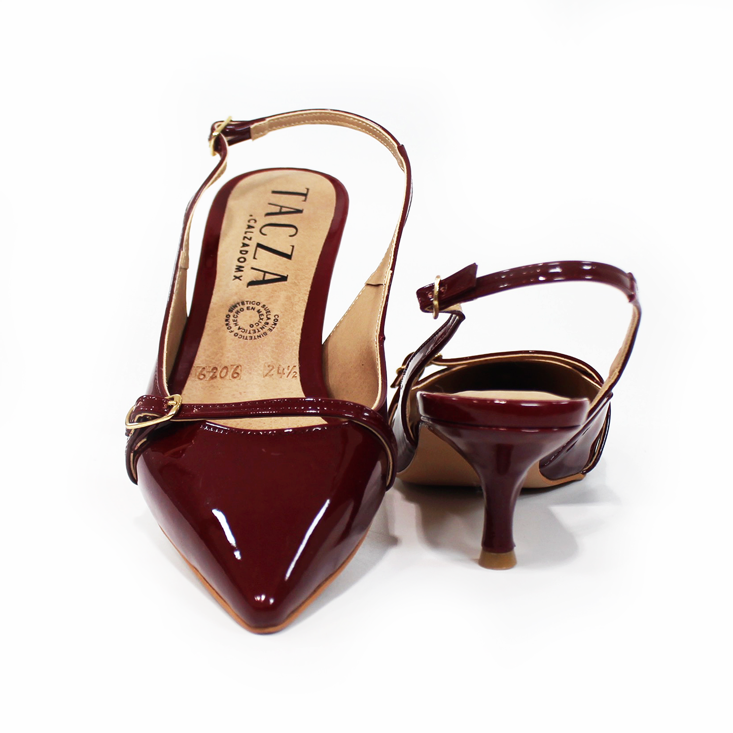Zapatilla Kitten Vino Charol Slingback de Dama TACZA