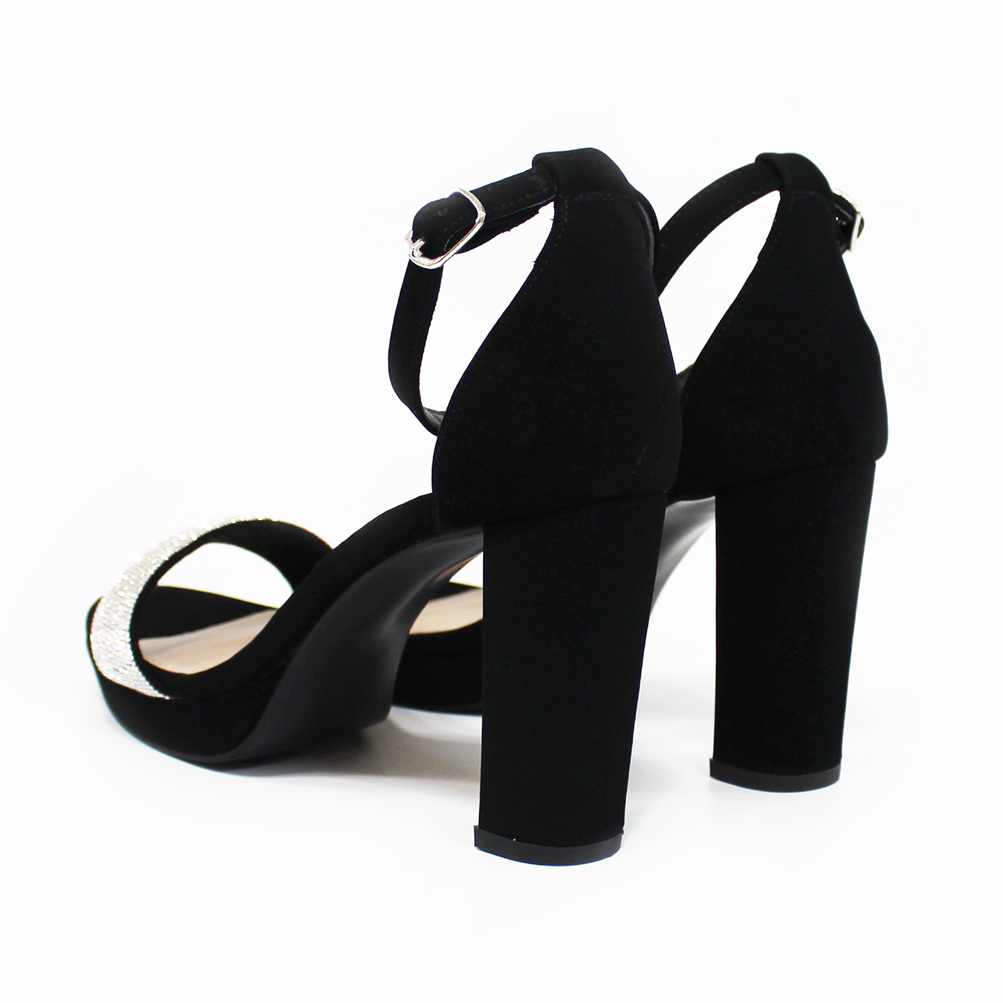 Sandalia de Fiesta Negra Ante con Pulsera y Brillos de Dama LADY PAULINA