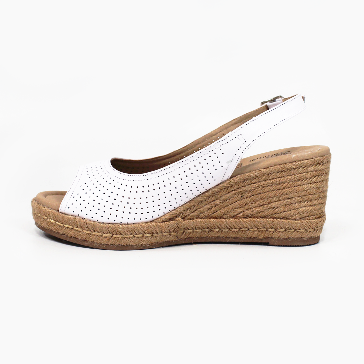 Alpargata Confort de Piel Blanco Perforado de Dama SUAVE CAMINAR