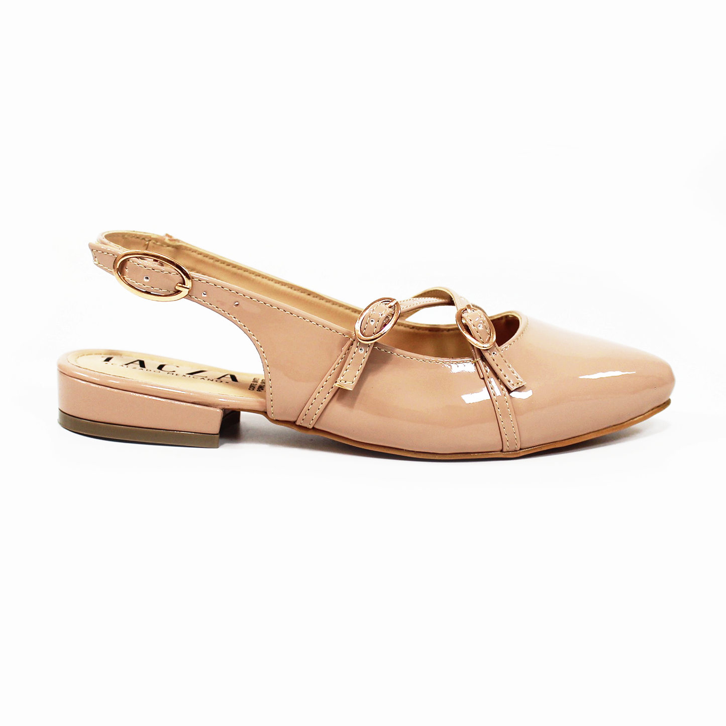 Flat Slingback Destalonada con Tiras Cruzadas Maquillaje Charol TACZA
