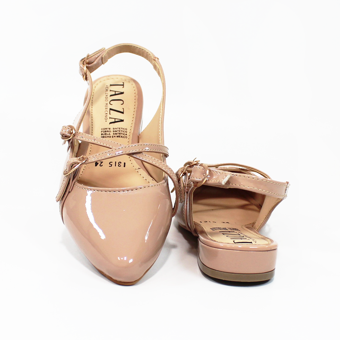 Flat Slingback Destalonada con Tiras Cruzadas Maquillaje Charol TACZA