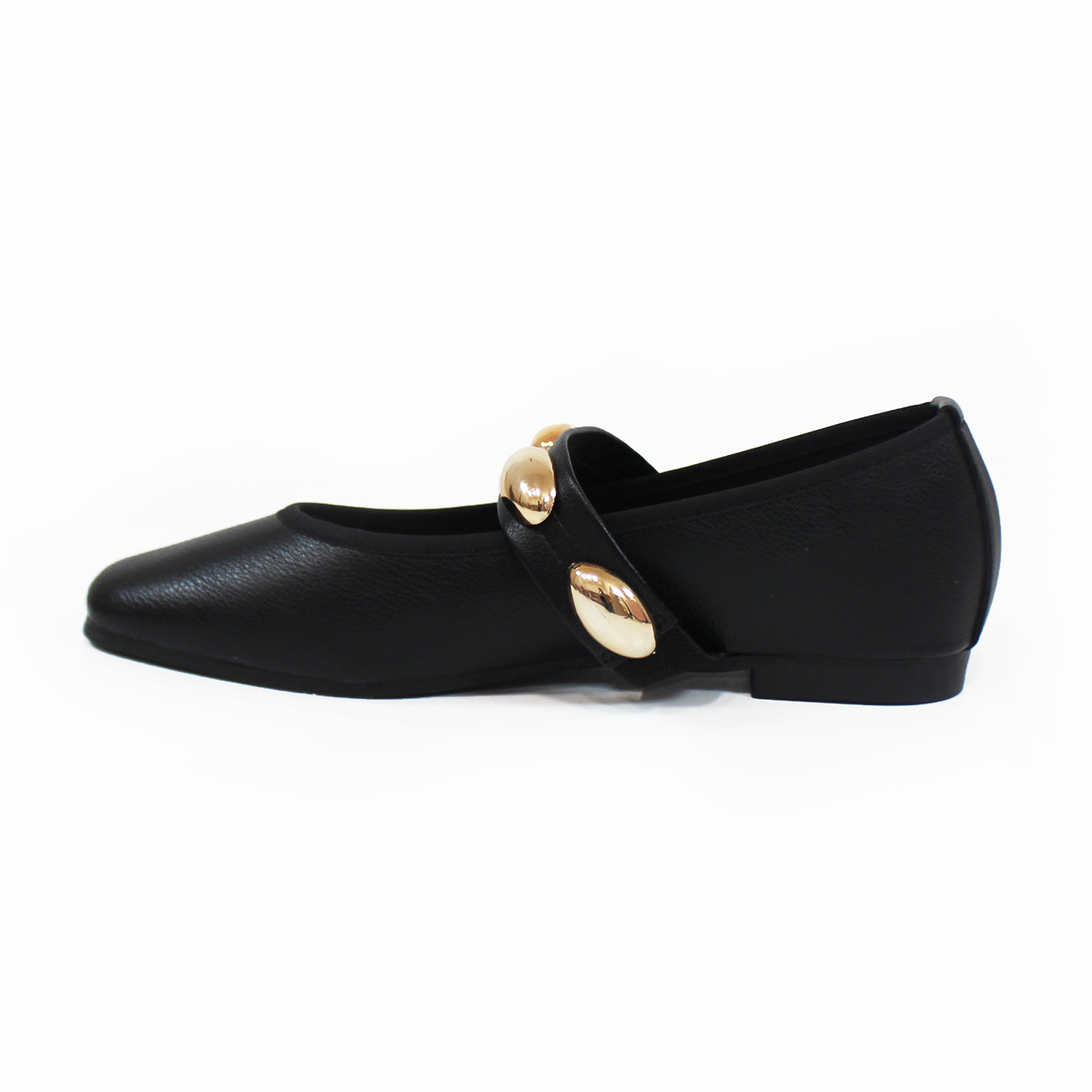 Flat Negro con Tira de Botones Dorados TACZA
