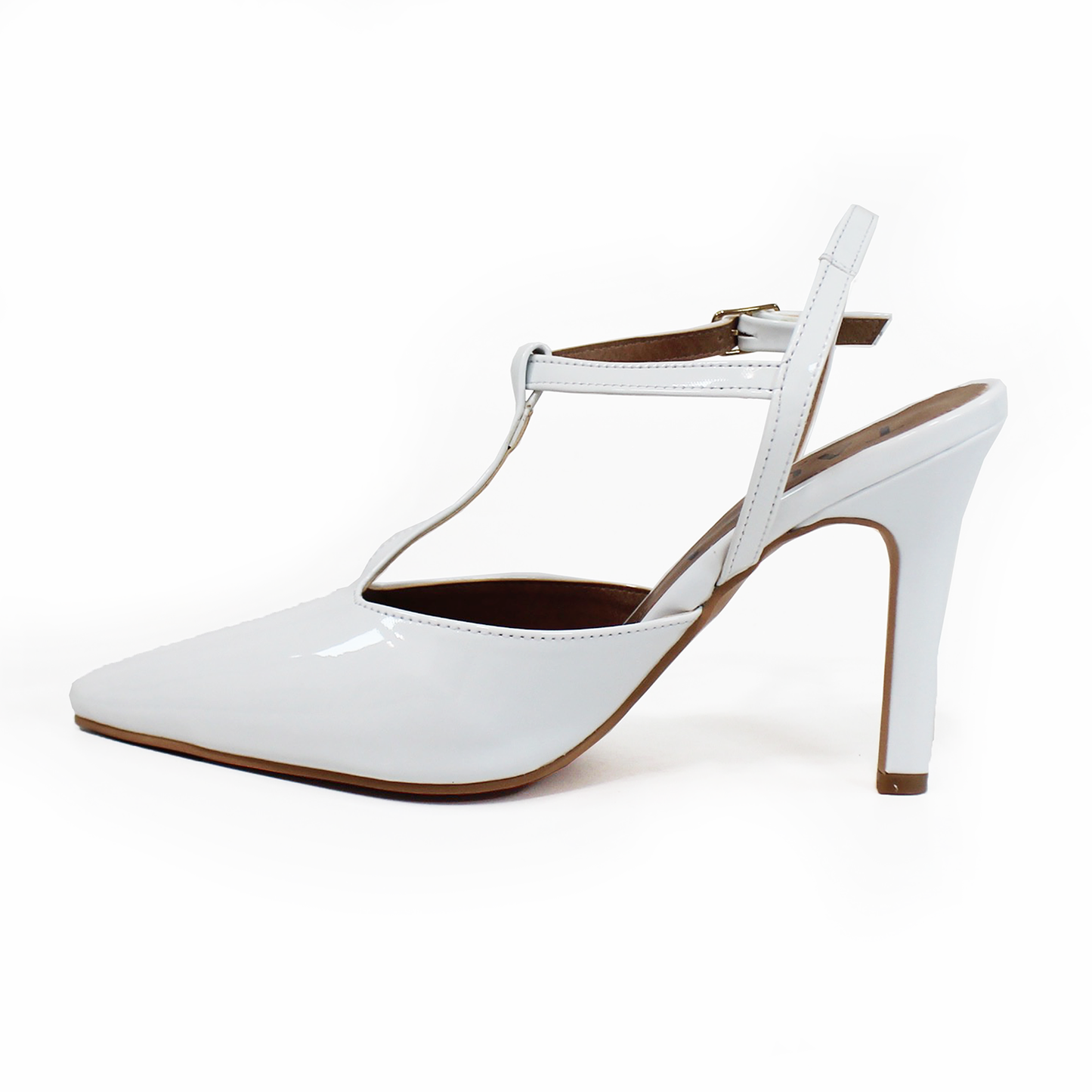 Stiletto T-Bar Blanco Charol de Dama TACZA