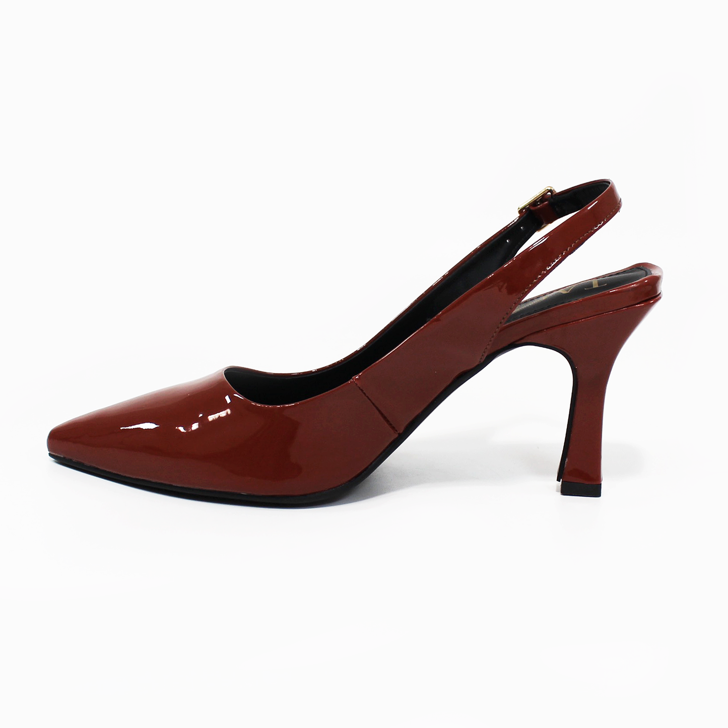 Zapatilla Slingback Puntal con tacón campana Destalonada Café Charol de Dama TACZA