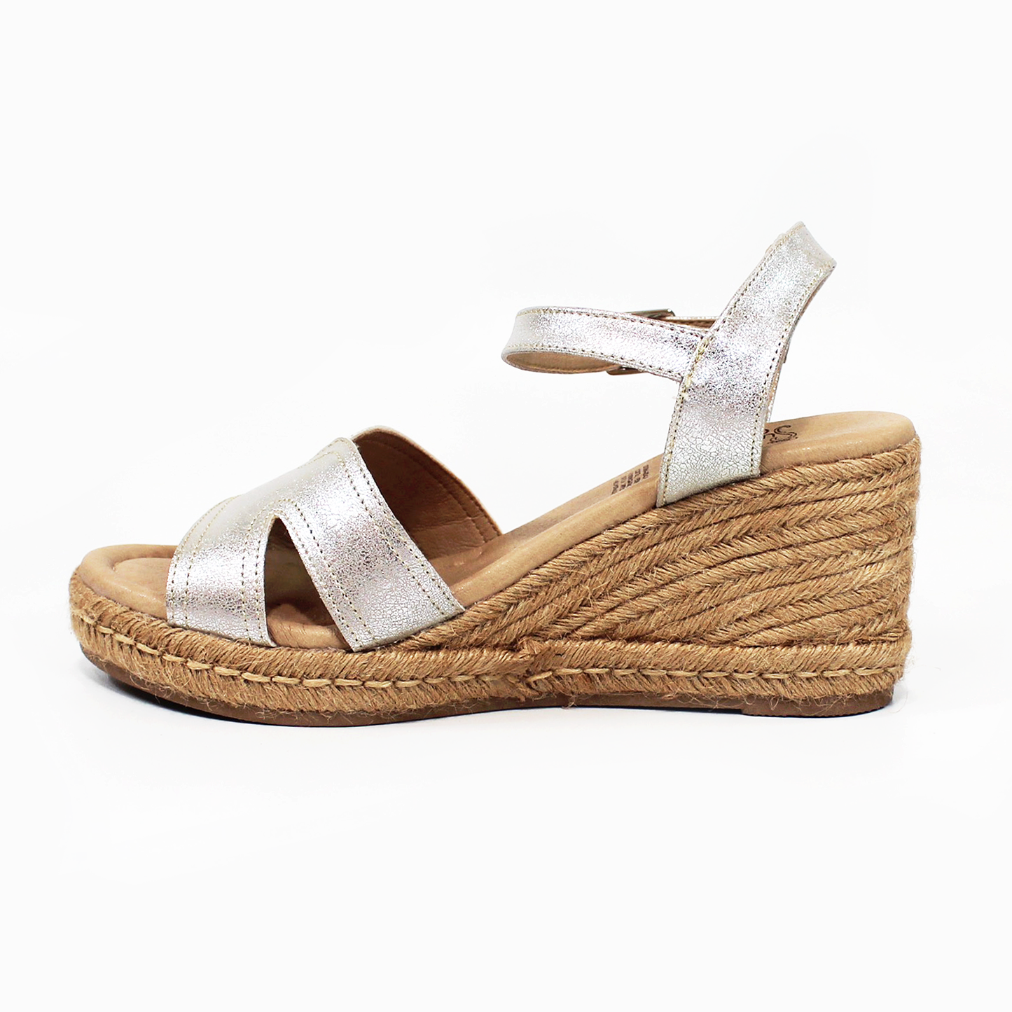 Alpargata Confort de Piel Plata con Pulsera de Dama SUAVE CAMINAR