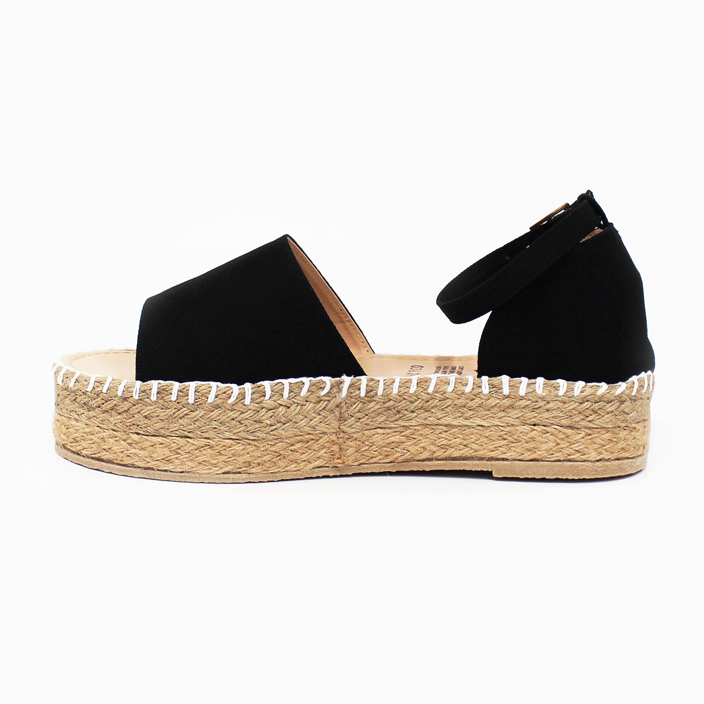 Alpargata de Plataforma Negra con Pulsera y Punta Abierta TACZA