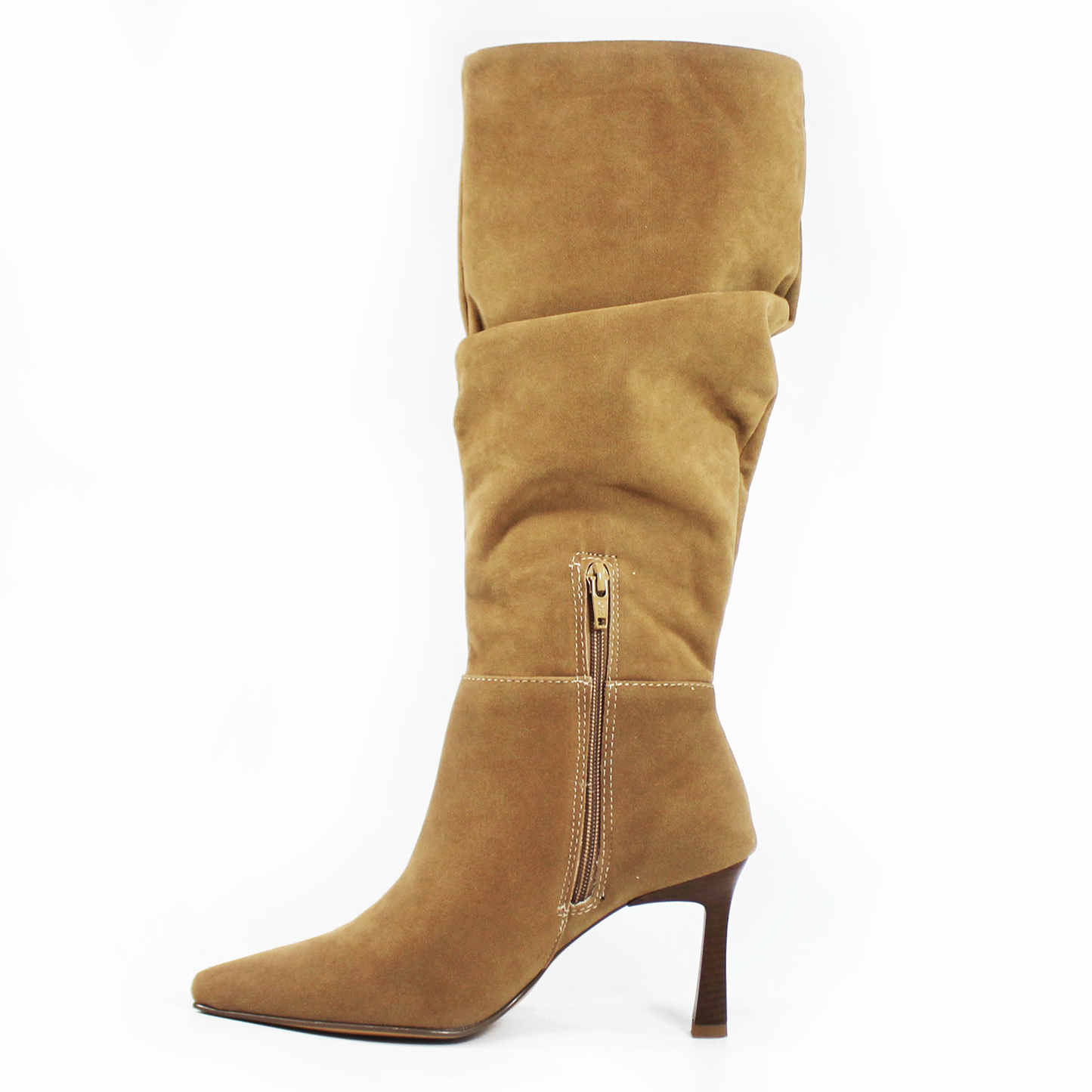 Bota Alta NOMADAS Camel con Tubo Plisado de Dama