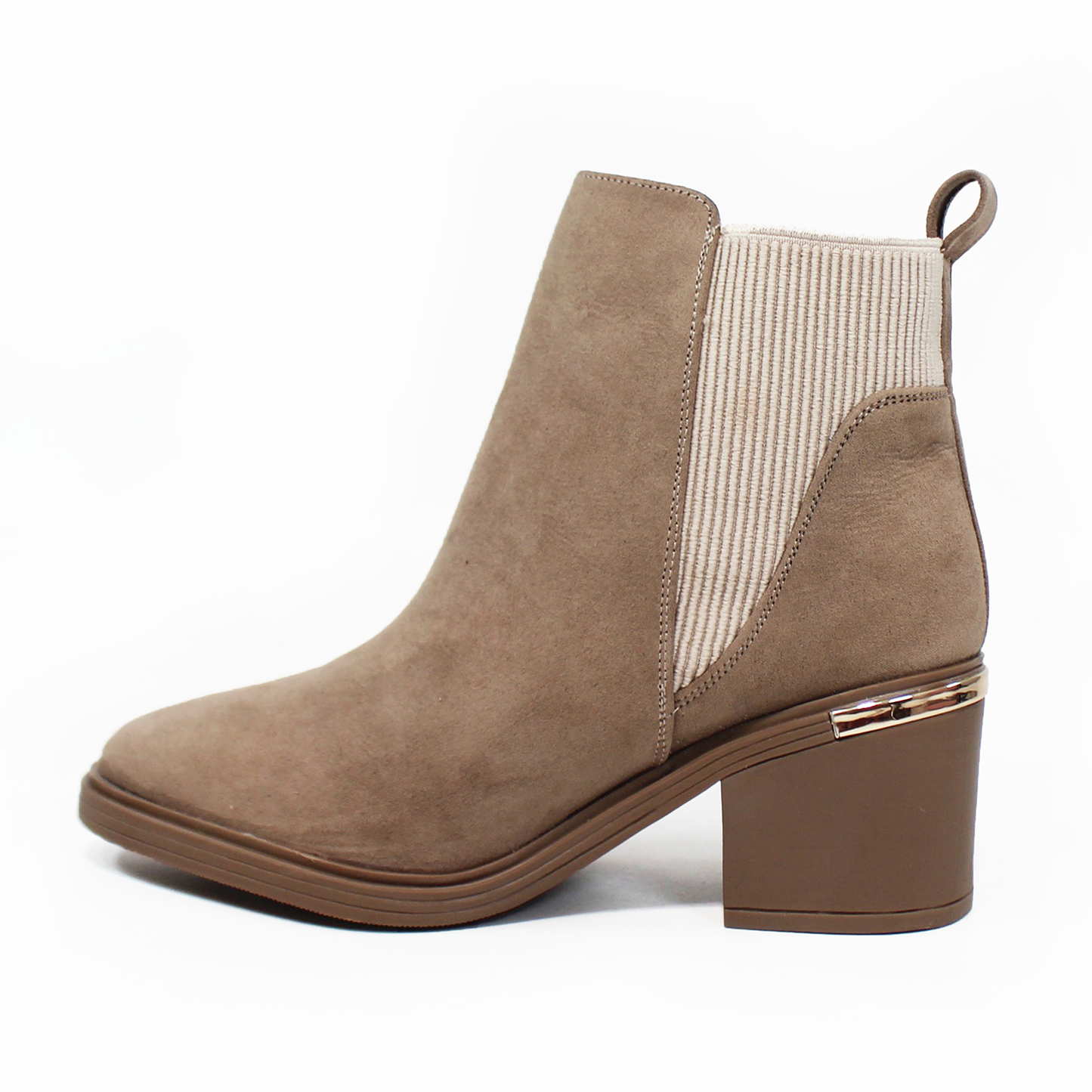 Botín Chelsea Beige Durazno de Tacón LADY PAULINA