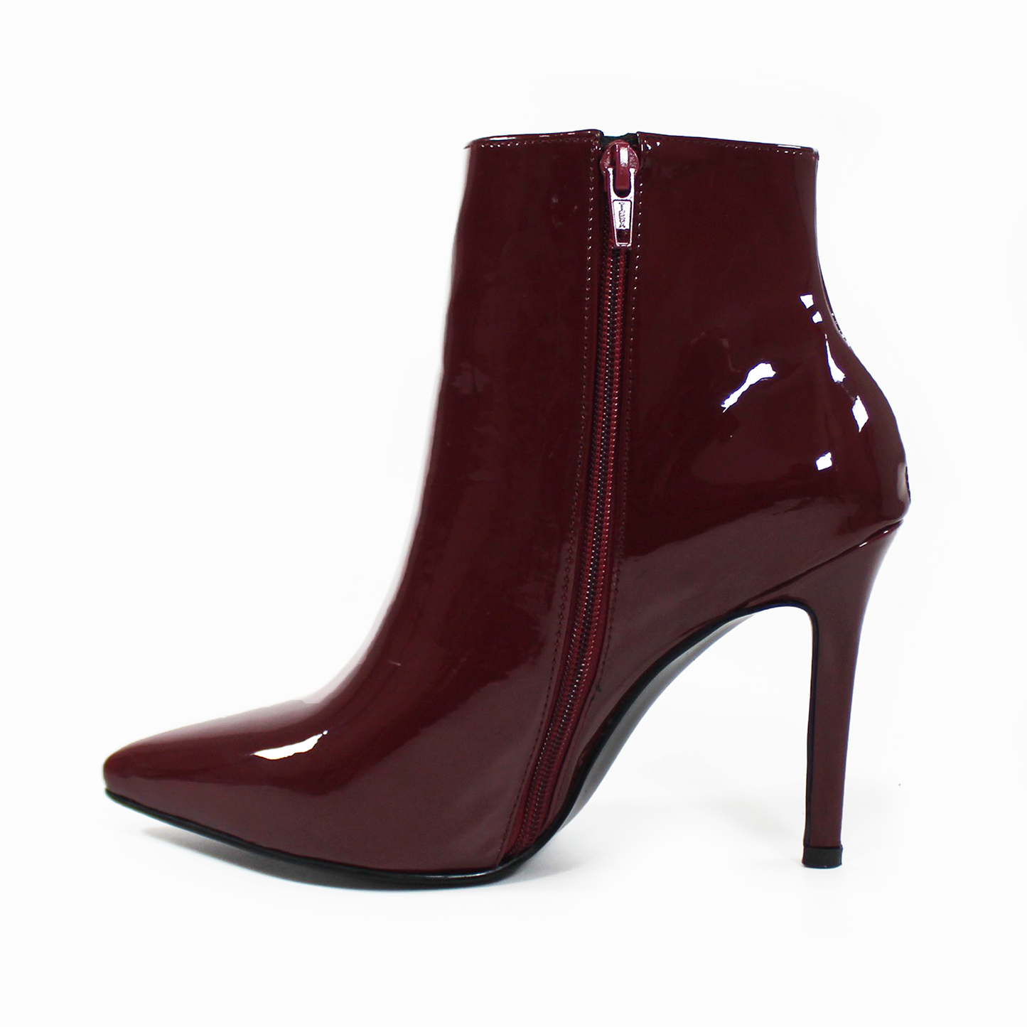 Botín Puntal Tacón Stiletto Vino Charol de Dama TACZA