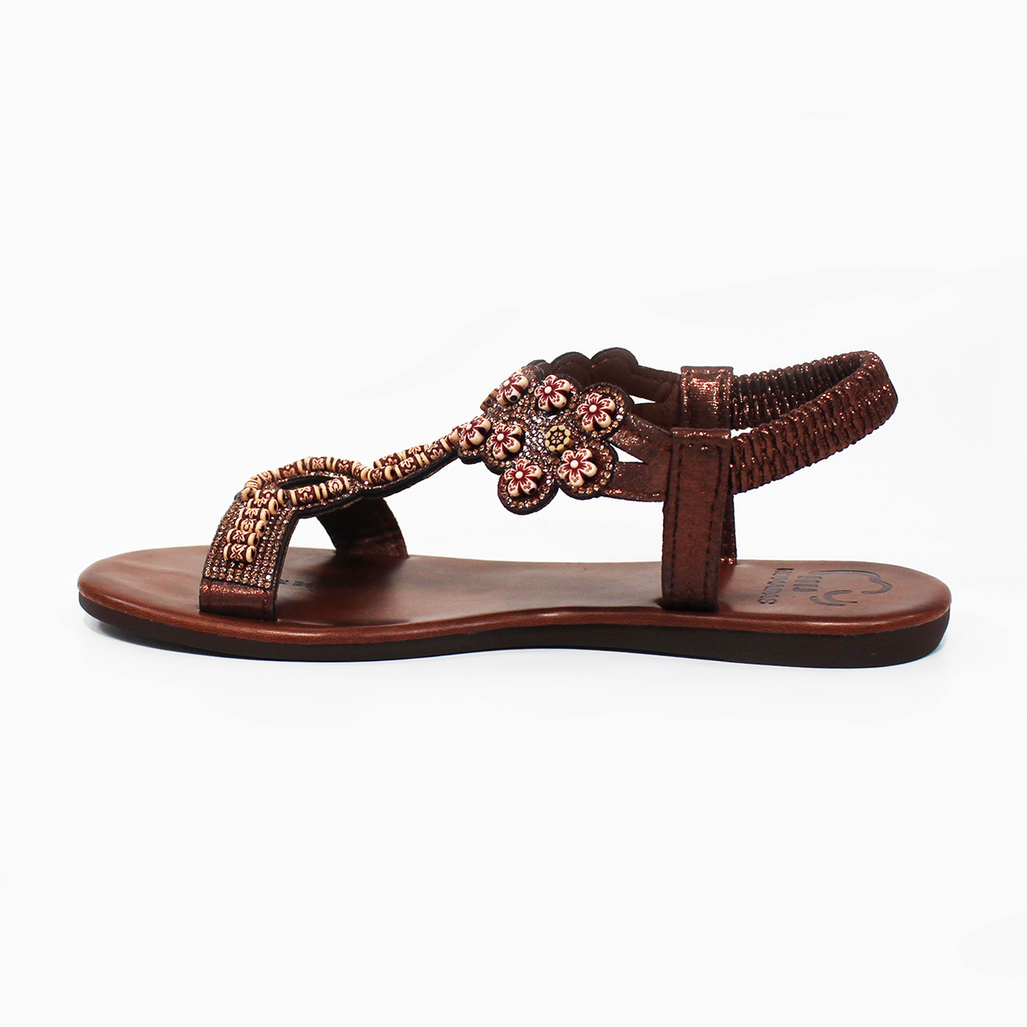 Sandalia NOMADAS de piso con Pedrería y Elástico color Cobre de Dama