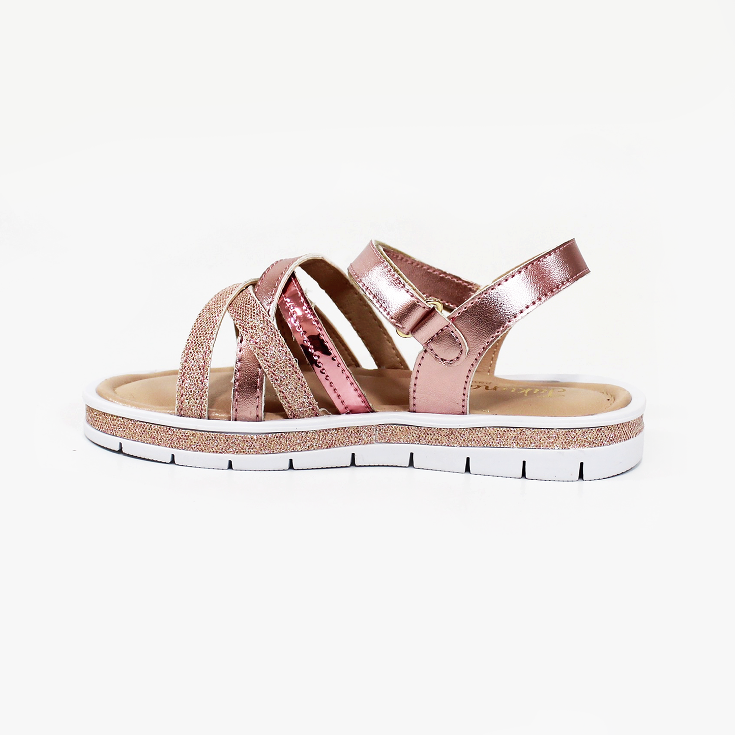 Sandalia de Niña Rosa Metalizado con Brillos JAKUNA