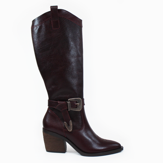 Bota Vaquera de Piel Shedron con Cinto en Tubo de Dama PIEDRANGULAR