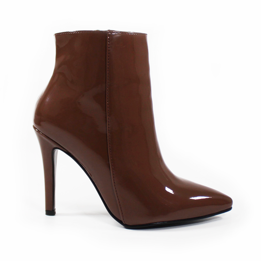 Botín Puntal Tacón Stiletto Café Charol de Dama TACZA