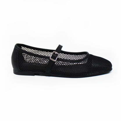Flat Mary Jane Mesh Negro con Confort LADY PAULINA