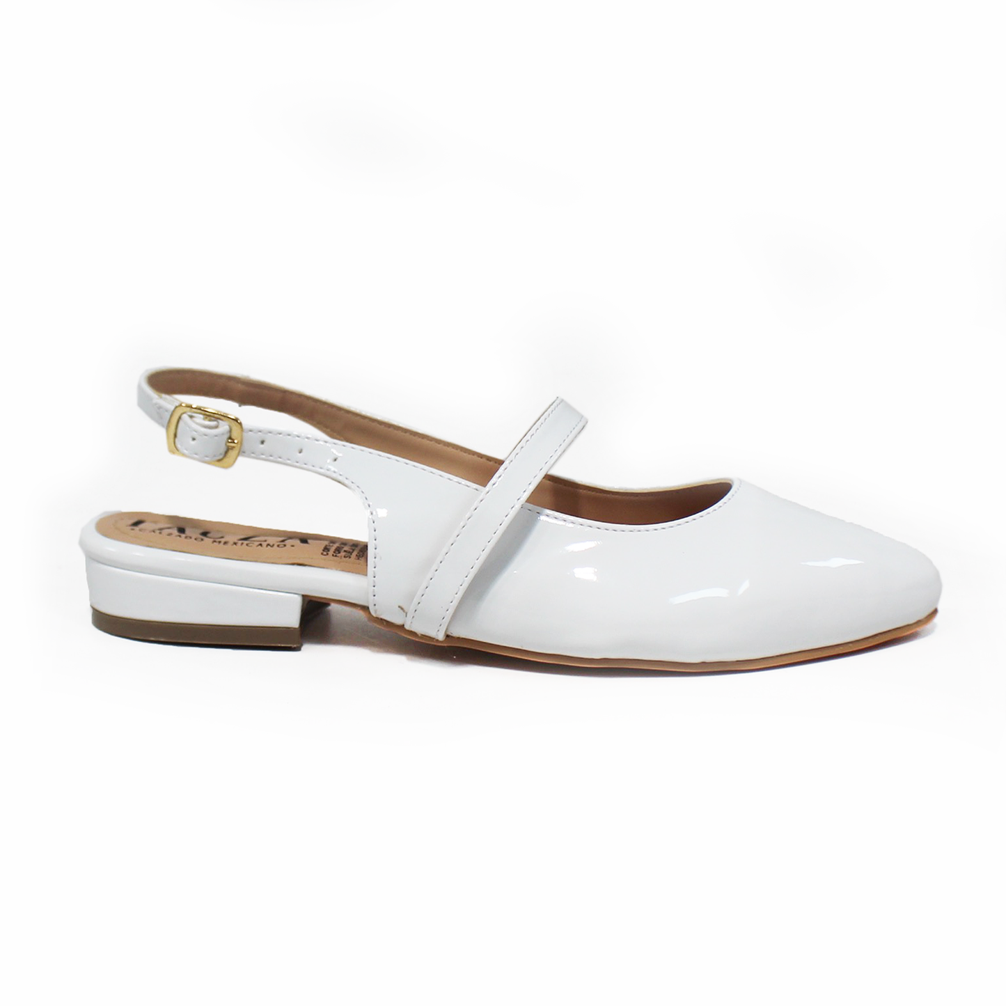 Flat Slingback Destalonada Blanco Charol TACZA