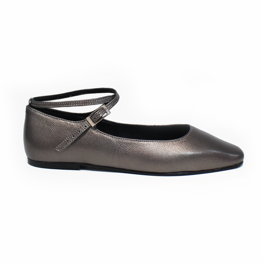Flat de Piel Inox con Pulsera Cruzada en Tobillo STEFANIA
