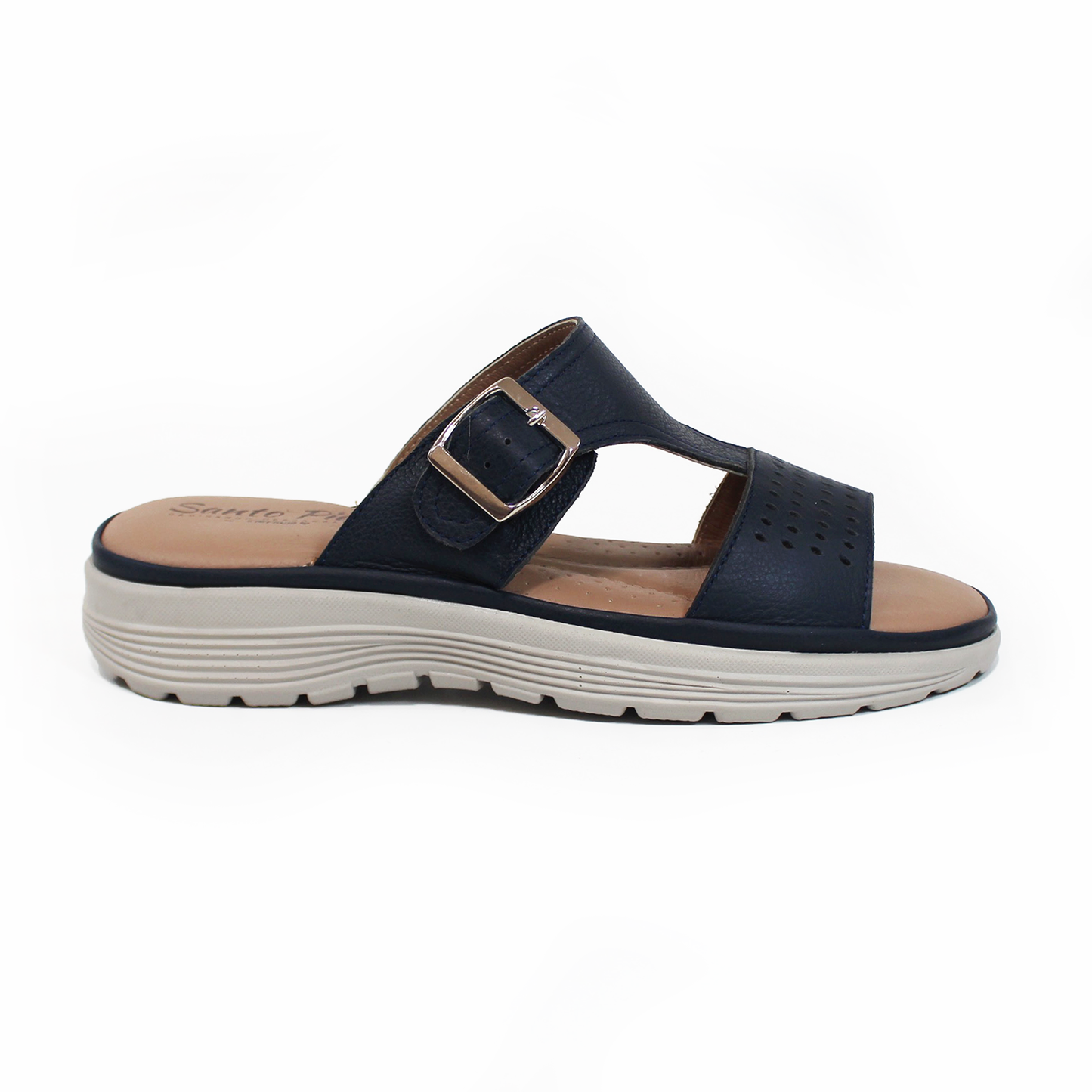 Sandalia Confort de Piel Marino de Metedera con Perforaciones de Dama STEFANIA