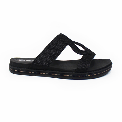 Sandalia NOMADAS de piso Comfy con Tejido Negro de Dama