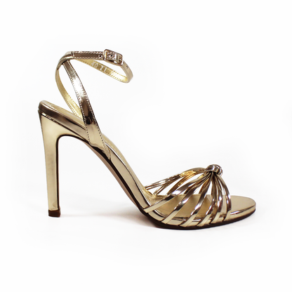 Sandalia de Fiesta Oro Tacón Stiletto y Pulsera en Tobillo SENTIES