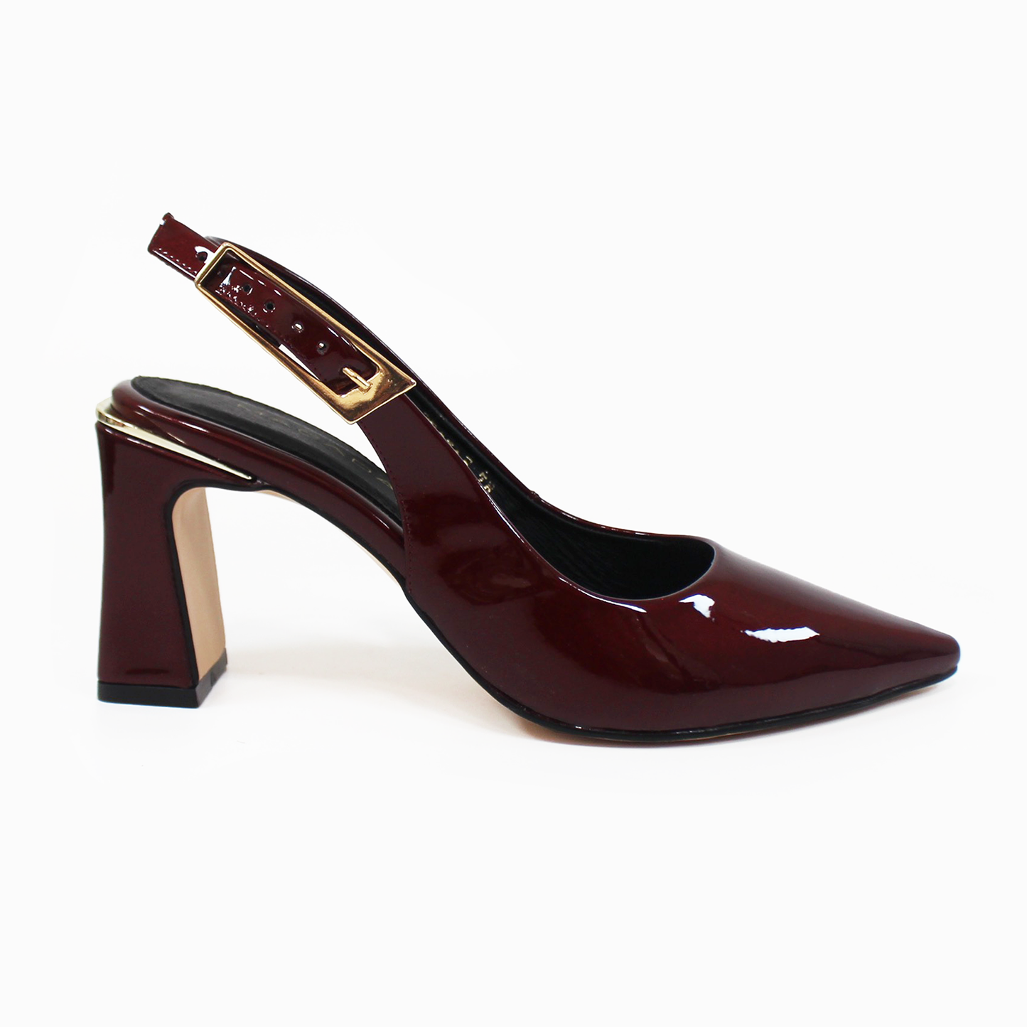Zapatilla Slingback Vino Charol con Hebilla Grande MACADA