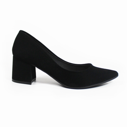 Zapatilla Tacón Bajo Cuadrado Negro Ante con Memory Foam de Dama G.LOREN