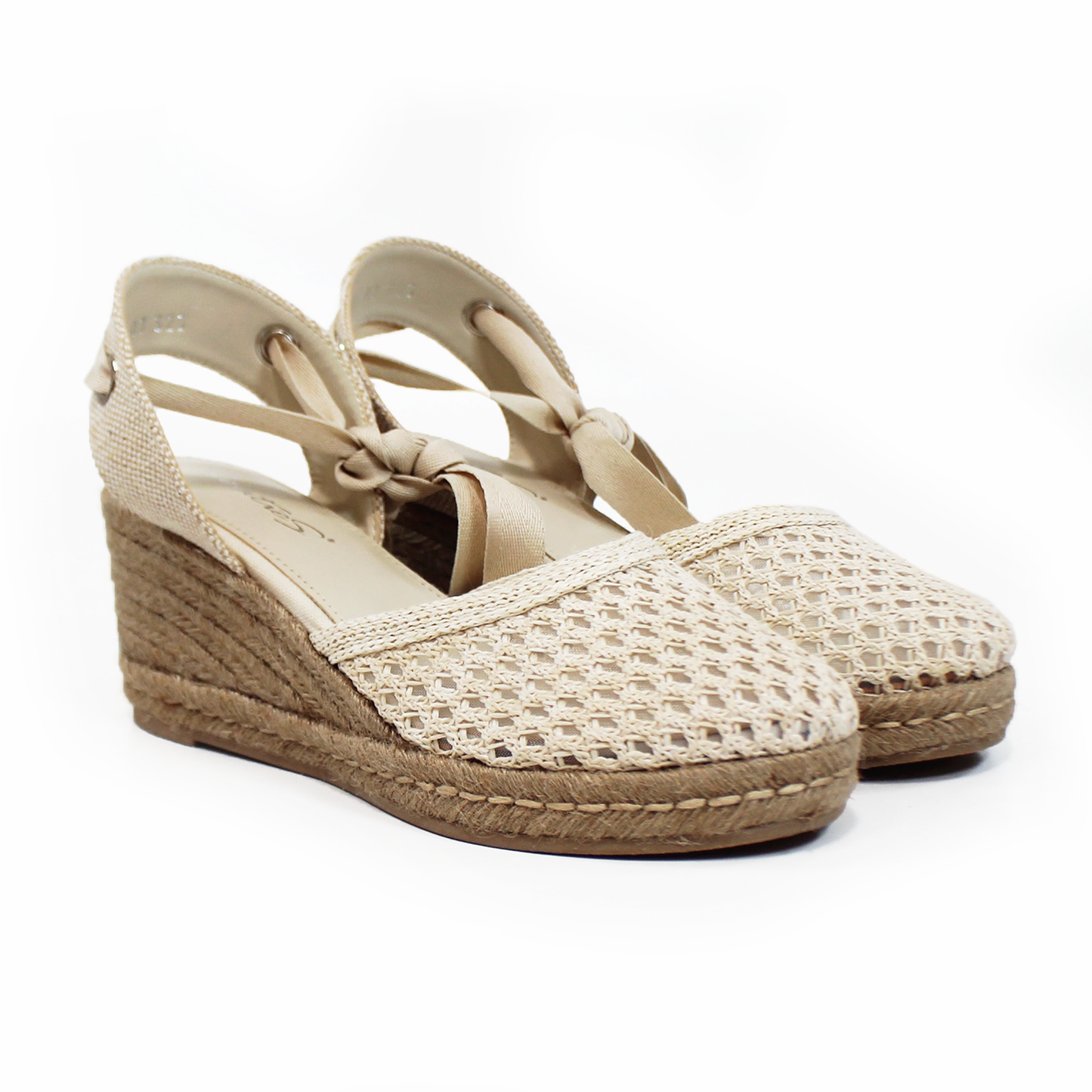 Alpargata Crochet Beige de Lazos y Cuña Media de Dama SENTIES