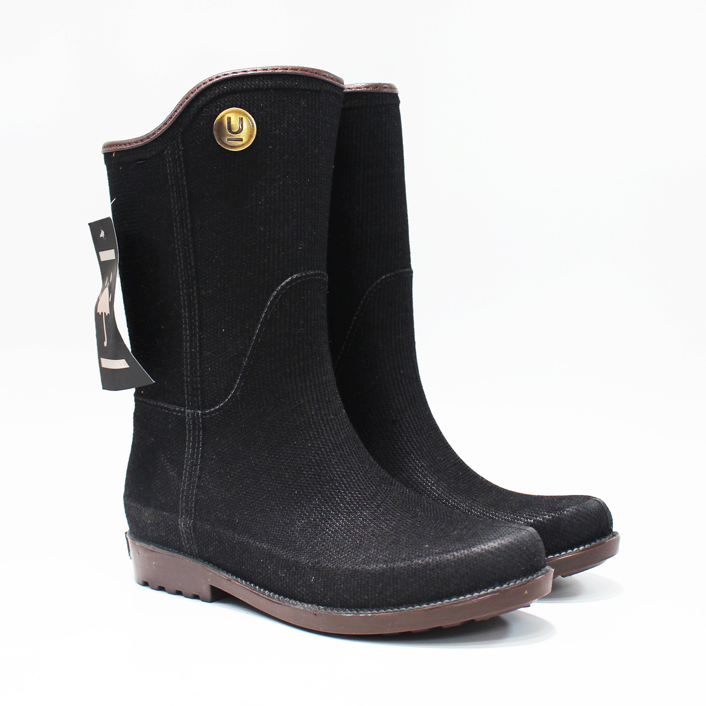 Bota de Lluvia Negro Textil de Dama ULAN