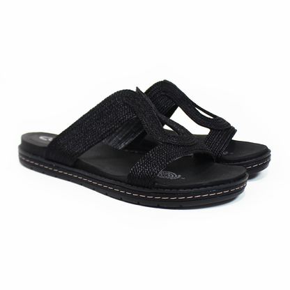 Sandalia NOMADAS de piso Comfy con Tejido Negro de Dama