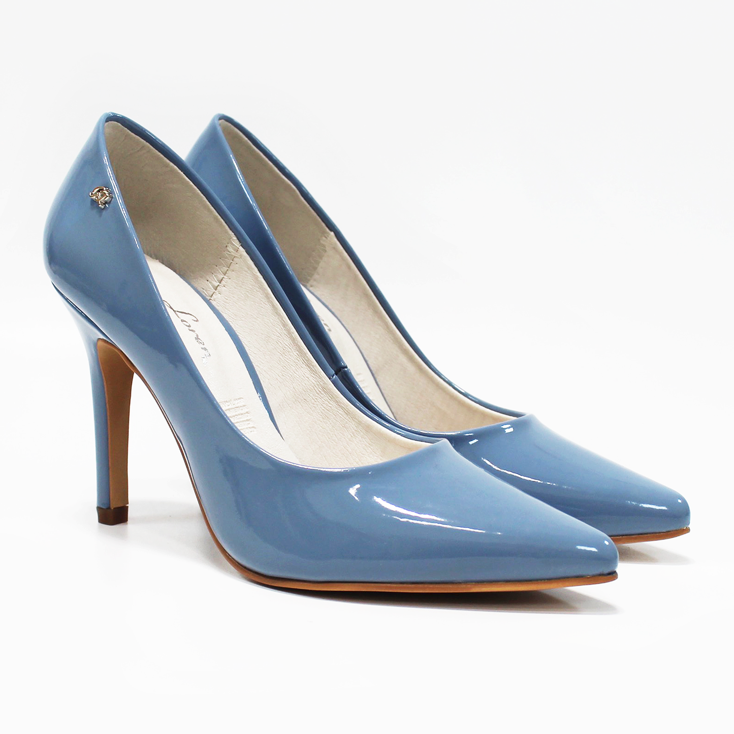 Stiletto Zapatilla Azul Charol con Memory Foam de Dama G.LOREN