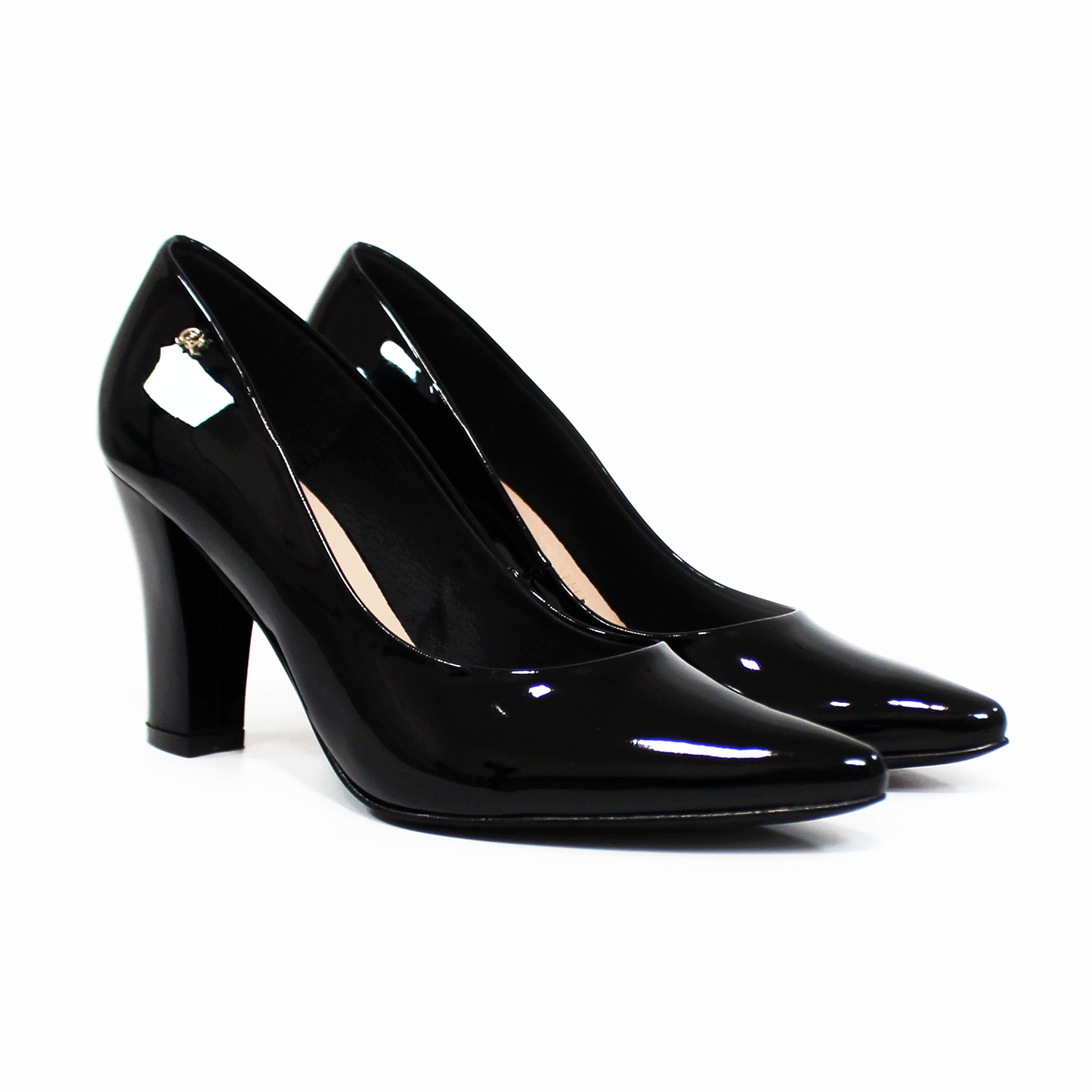 Zapatilla Negro Charol de Tacón Grueso con Memory Foam de Dama G.LOREN